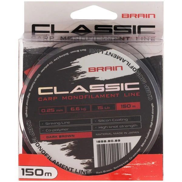 Леска Brain Classic Carp Line 150m 0.25mm 6.6kg 15lb Dark brown 2199490839 фото